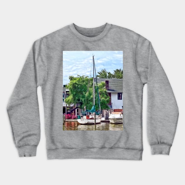 Alexandria VA - Docked Boats Crewneck Sweatshirt by SusanSavad